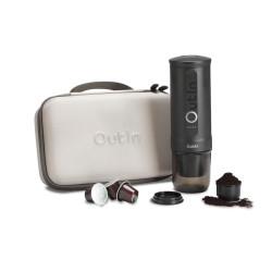 Outin Nano (Space Grey) Set - Reisekaffeemaschine + Schutzhülle